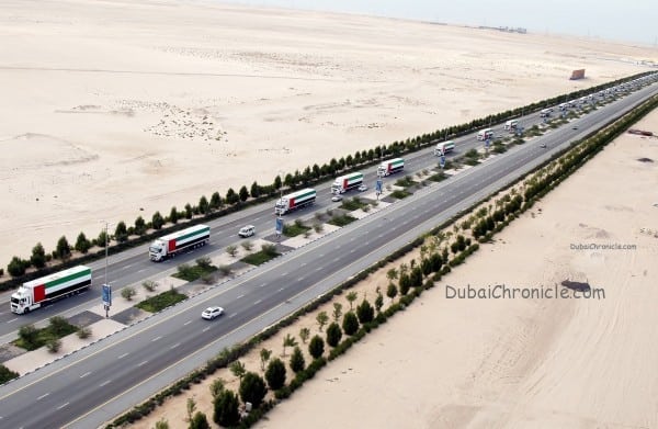 43 trucks, 43 flags, Create Longest Moving Convoy of UAE Flags