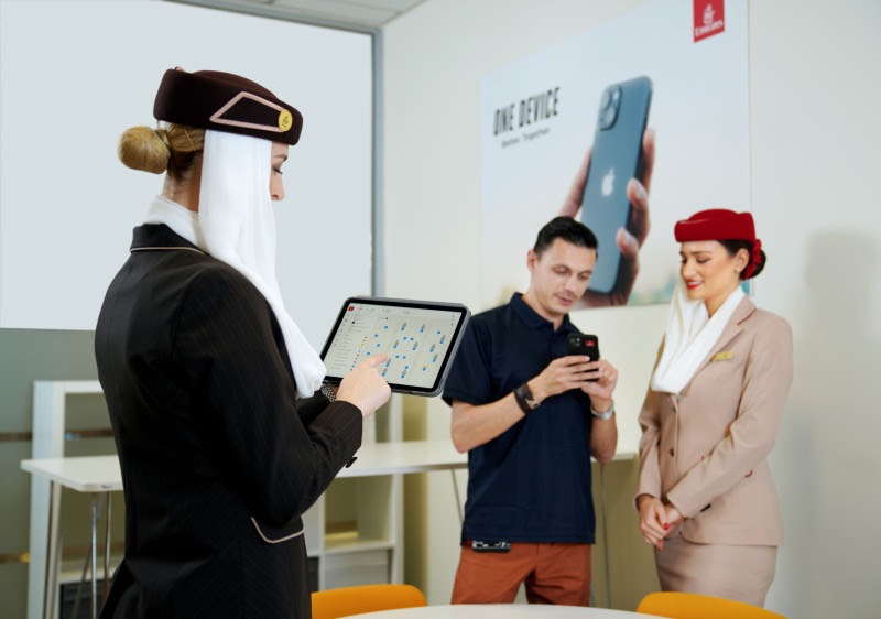 Emirates has launched a new strategy called ‘One Device' leveraging Apple products, whereby all 20,000 Emirates Cabin Crew receive iPhone 13 or iPad Air.