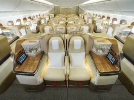 The first Emirates Boeing 777 with a nose-to-tail cabin refresh sporting a new look has rolled into service