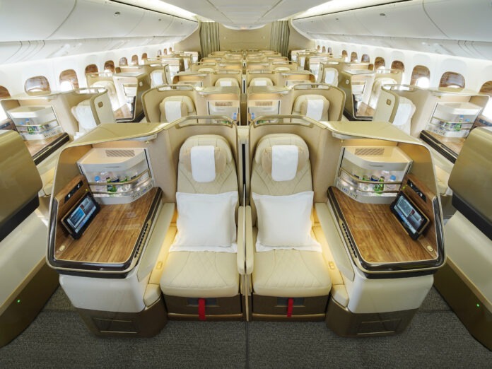 The first Emirates Boeing 777 with a nose-to-tail cabin refresh sporting a new look has rolled into service